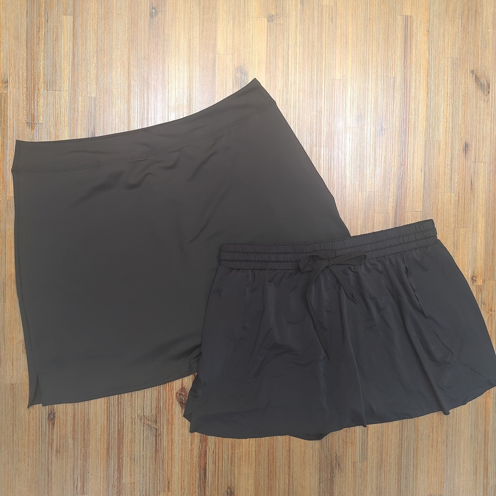 Sports Skirt Womens Running Skort With Shorties Lot Of 2 Solid Black 2XL